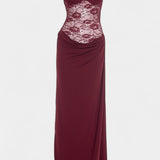 Vestido Maxi de Encaje Asimétrico Castanza