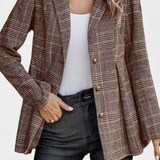 Blazer Peplum en Calico con Solapa de Muesca