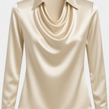 Blusa de Satén Dilnaz con Escote en Cascada