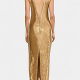 Vestido Jianna de Cuello Halter con Flecos Metálicos