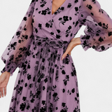 Vestido Maxi de Encaje Floral Iolanda con Mangas de Linterna