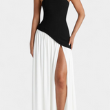 Vestido Maxi de Chiffon Celaena con Hombros Descubiertos y Abertura Lateral