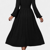 Vestido Midi de Oficina Faela con Puntos Suizos