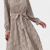 Vestido Midi Plisado con Estampado de Leopardo Evabeth