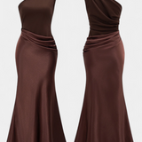 Vestido de Fiesta Largo con Pliegues Ottavia y Escote Asimétrico