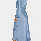 Vestido Maxi Cecila con Cuello Alto y Detalle Floral