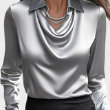 Blusa de Satén Dilnaz con Escote en Cascada