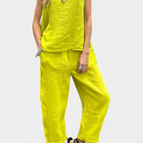 Conjunto de Chaleco Sin Mangas y Pantalón Leona en Lino de Algodón