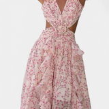 Vestido Zuleika de Chiffon con Volantes y Aberturas Laterales