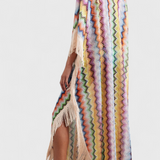 Kaftán Imelda de Crochet con Flecos Decorativos y Corte Suelto