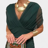 Vestido Largo Alondra con Estampado Floral de Fantasía y Escote en V