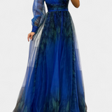 Vestido Maxi de Chiffon Becca con Un Hombro y Flor Voluminosa