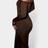 Vestido Vesna de Un Hombro con Manga Larga