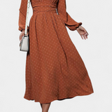 Vestido Midi de Oficina Faela con Puntos Suizos