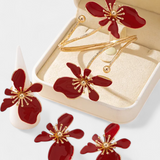 Conjunto de Accesorios Florales: Pulsera + Pendientes + Anillos