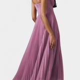 Vestido de Chifón Plisado Ottilie con Corsé Esculpido y Escote en Forma de Corazón