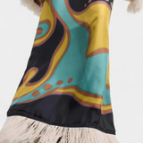 Vestido Maxi Retro Kiara con Flecos de Plumas