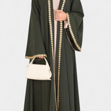 Abaya Fluida de Ginebra con Bordado en Oro