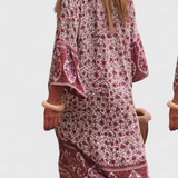 Vestido Largo Chinara Boho con Bordado Étnico y Silueta Relajada
