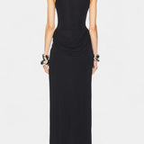 Vestido Maxi Draped Duchess con Abertura Lateral