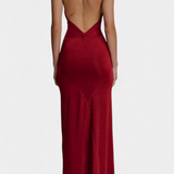 Vestido Halter Ajustado Trinity con Fruncidos y Espalda Abierta