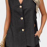 Conjunto de Lino Sin Mangas Estilo Relajado Loren