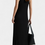 Vestido de punto sin mangas Brielle con escote en V y botones en contraste