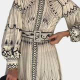 Vestido Maxi Bordado de Botones Estilo Folk Soria
