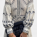 Vestido Maxi Bordado de Botones Estilo Folk Soria