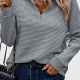Jersey Helene con escote en V, cremallera y mangas largas