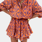 Mono Mini Yasmine con Volantes y Estampado Ikat