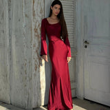 Vestido Maxi de Manga Larga Elegante