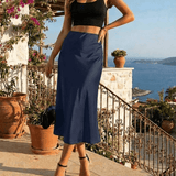 Falda Midi Astra en Azul Marino