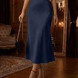 Falda Midi Astra en Azul Marino