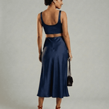 Falda Midi Astra en Azul Marino