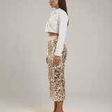 Falda Midi Aureline de Champagne