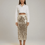 Falda Midi Aureline de Champagne