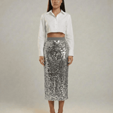 Falda Midi Silvara Gris
