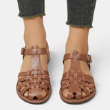 Sandalias Pescador Marrón Mujer Piel