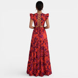 Vestido Largo Rojo Elegante Mujer