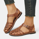 Sandalias Pescador Marrón Mujer Piel