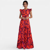 Vestido Largo Rojo Elegante Mujer