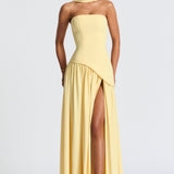 Vestido Maxi Sin Tirantes para Mujer con Abertura Alta y Cintura Asimétrica