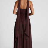 Vestido Maxi Sin Tirantes para Mujer con Abertura Alta y Cintura Asimétrica