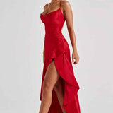Maxivestido con volante en el dobladillo