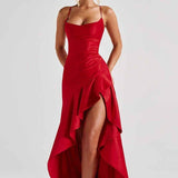 Maxivestido con volante en el dobladillo