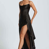 Maxivestido con volante en el dobladillo