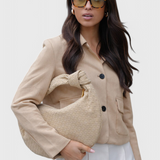 Bolso Tejido Mediano Lila con Detalle de Nudo