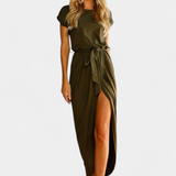 Vestido Midi Clarissa con Corte Asimétrico