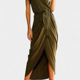 Vestido Midi Clarissa con Corte Asimétrico